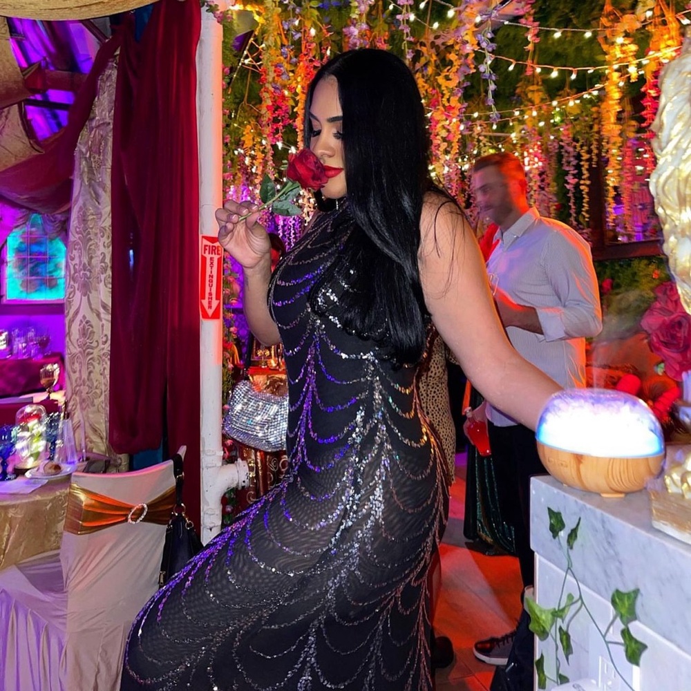 Black Party Sequence Mesh Dress